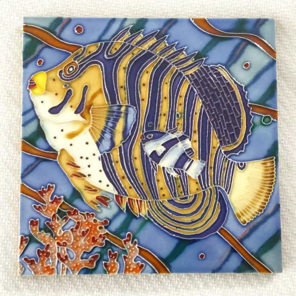 Angel Fish Ceramic Tile 8 x 8 NEW VTG - Picture 1 of 5